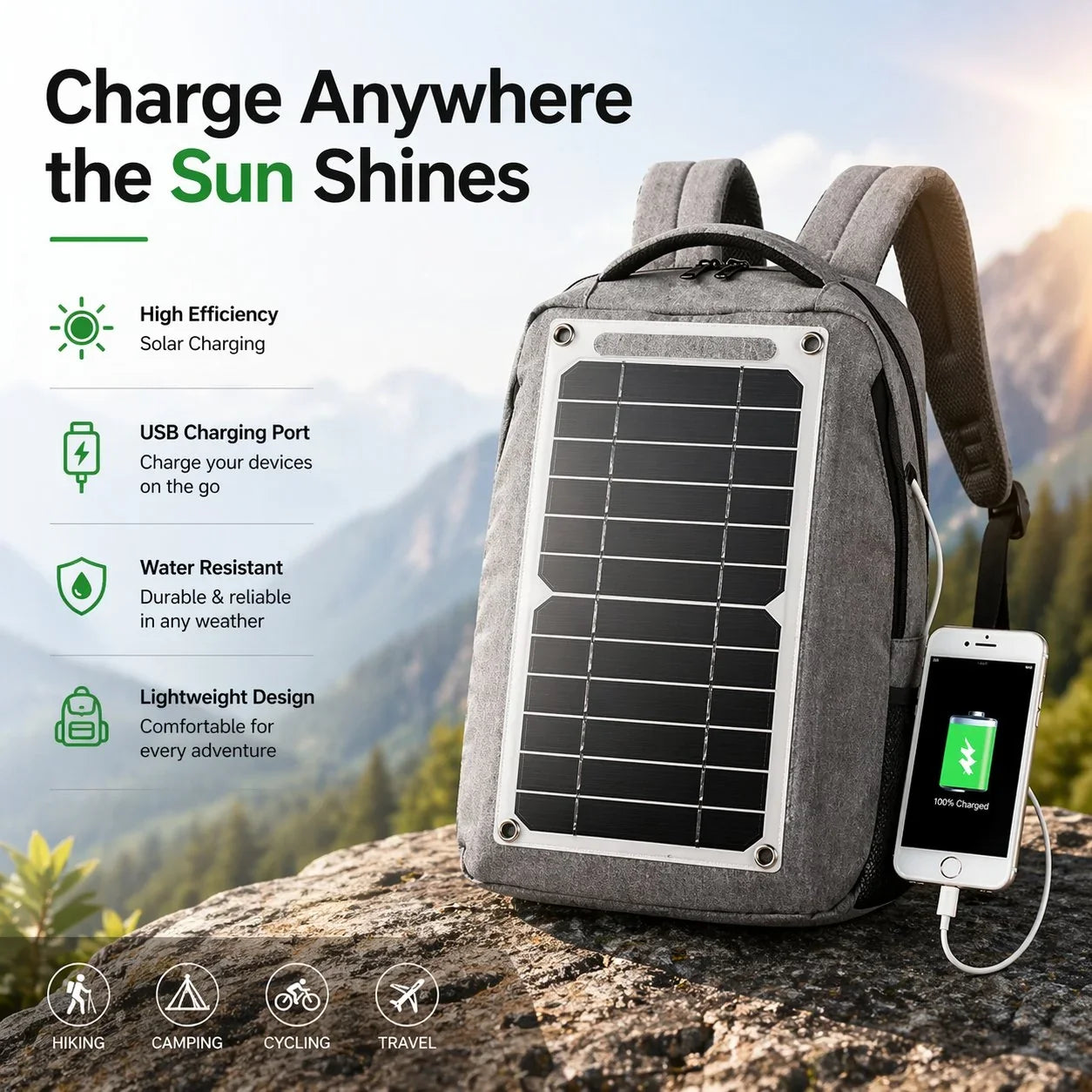 Cargador solar USB portátil