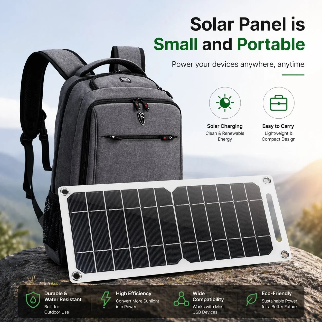 Cargador solar USB portátil