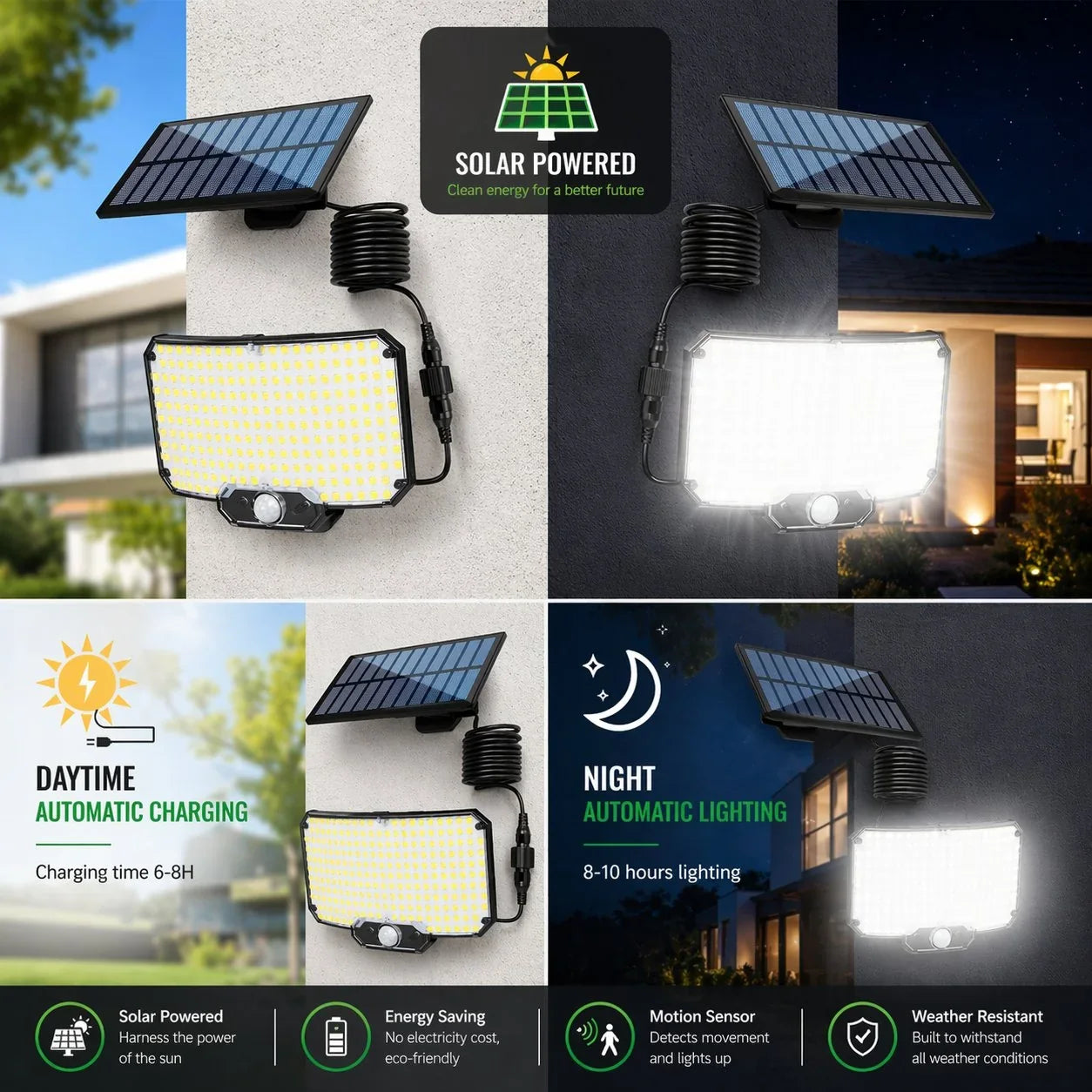 Foco solar de seguridad para pared