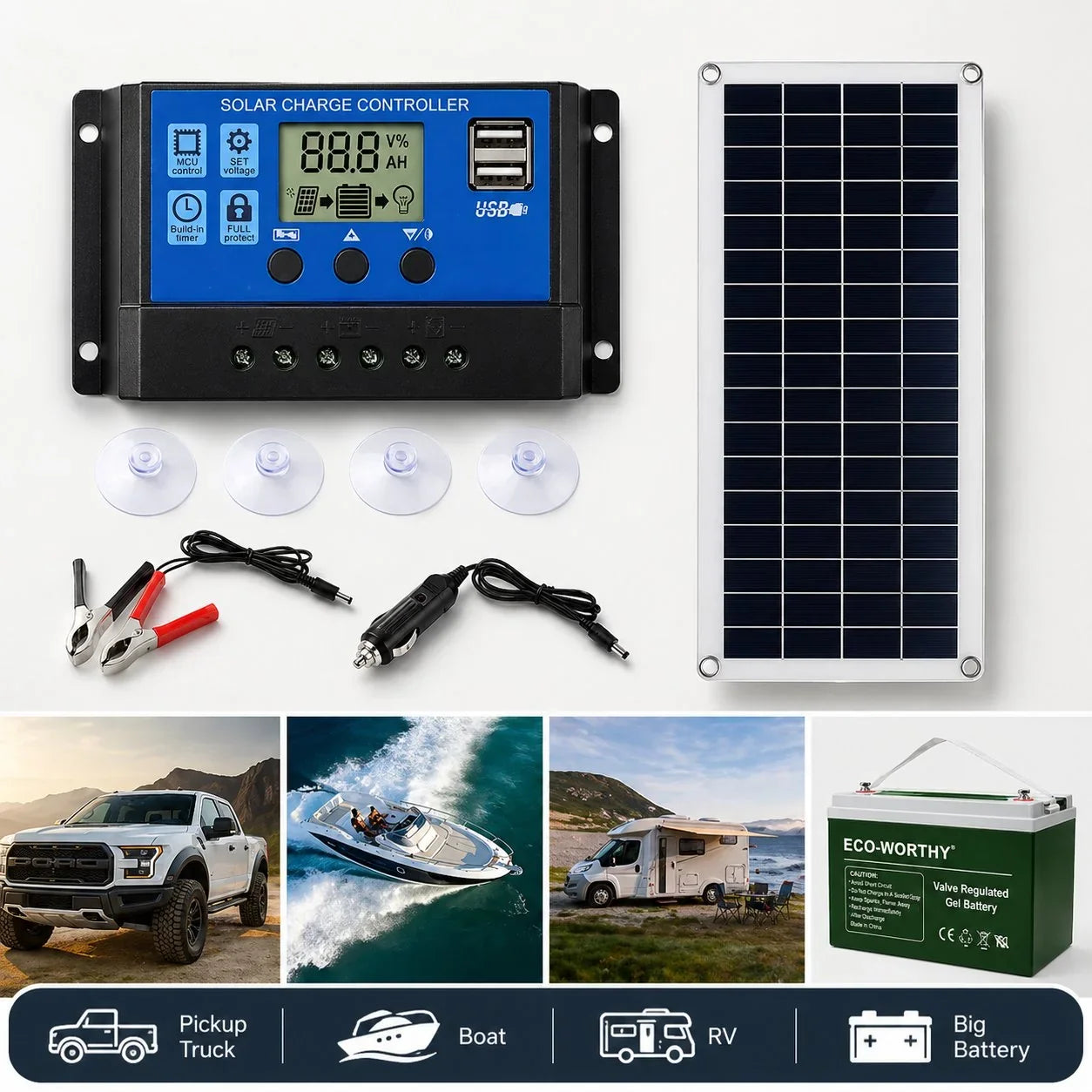 SolarMax 100 — Kit cargador solar de batería 12 V