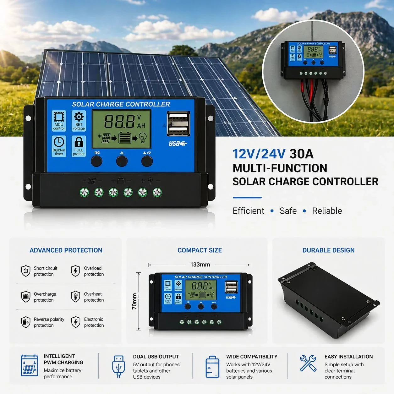 SolarMax 100 — Kit cargador solar de batería 12 V
